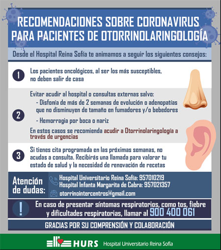 Recomendaciones sobre coronavirus para pacientes de otorrinolaringología 
