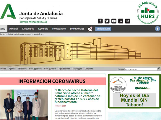  Página principal web Hospital Universitario Reina Sofía (Córdoba)